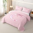 thumbnail image 3 of Manfei Pink Bow Letter C Twin Quilt Set for Girls, Princess Style Twin Coverlet Set, 3 of 7