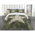 thumbnail image 3 of Ambesonne Camouflage Quilted Bedspread Set 3 Pcs, Grunge Star on Green, Queen Size, Dark Green Dust, 3 of 5