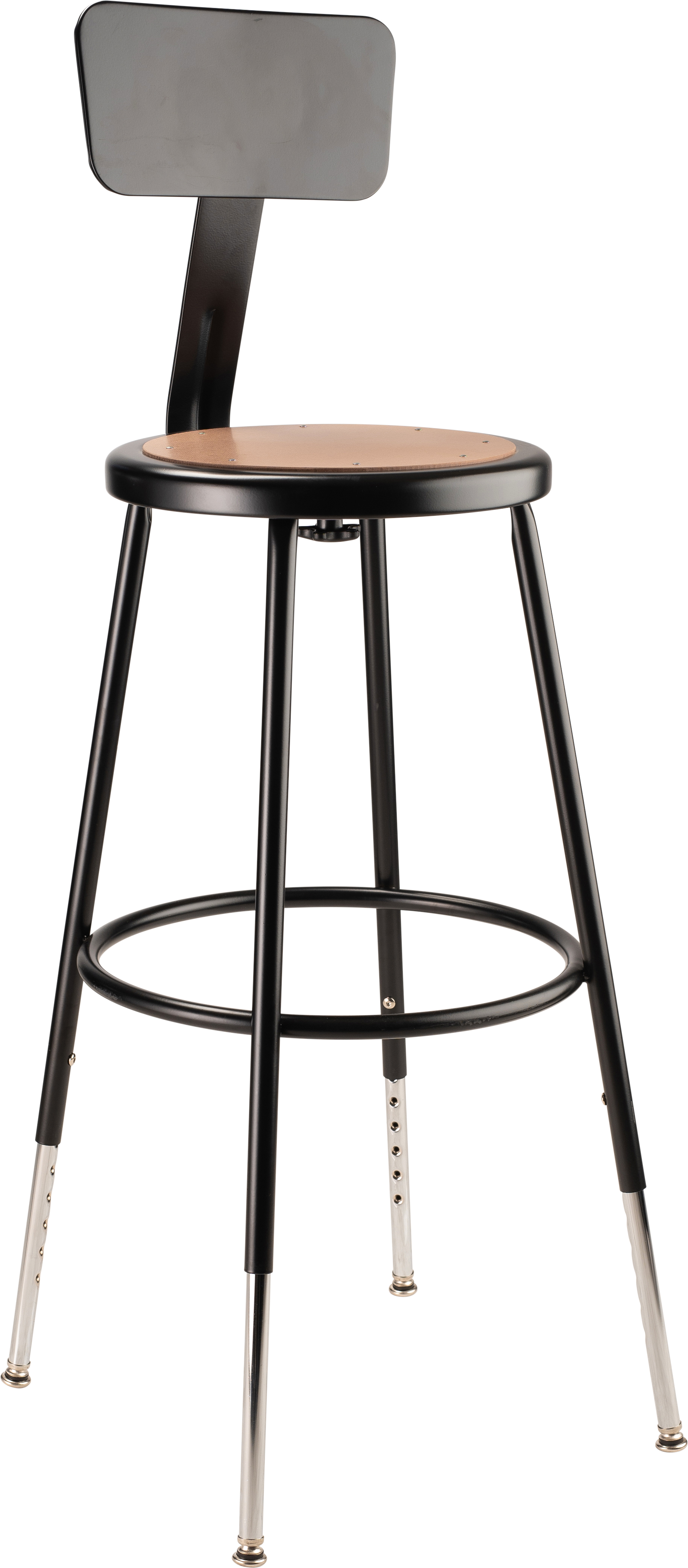 (Pack of 2) NPS 25 -33" Height Adjustable Heavy Duty Steel Stool With Backrest, Black