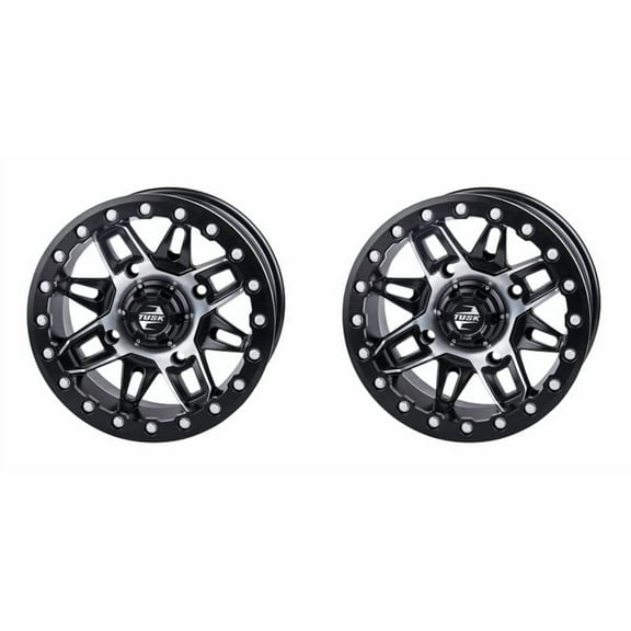 (2 Pack) 4/156 Tusk Wasatch Beadlock Wheel 15x7 5.0   2.0 Machined/Black for Polaris Rzr Xp 4 1000 2014-2021