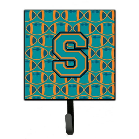 

Carolines Treasures CJ1063-SSH4 Letter S Football Aqua Orange and Marine Blue Leash or Key Holder 7Hx4.25W multicolor