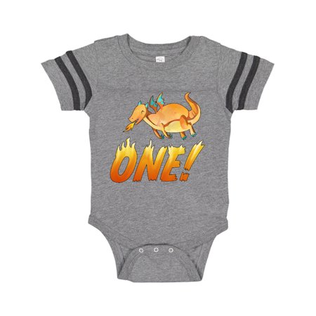 

Inktastic First Birthday Orange Dragon Breathing Fire Gift Baby Boy or Baby Girl Bodysuit