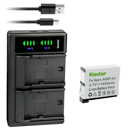 Kastar 1-Pack Battery and LTD2 USB Charger Replacement for Gopro4 Hero4  AHDBT-401  AHBBP-401 Battery  Gopro HD HERO4 Black & Silver  HD Hero 4 Black & Silver Action Sport Camera