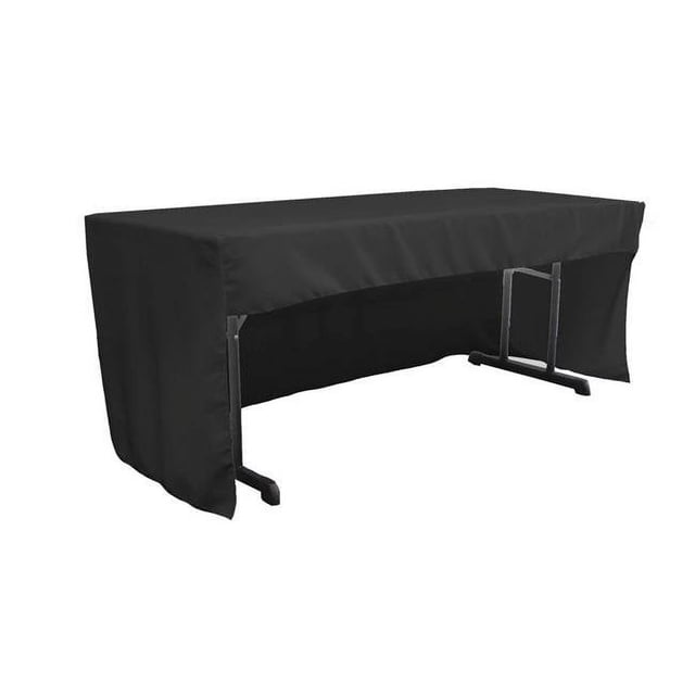 LA Linen TCpop-OB-fit-96x30x30-BlackP24 2.26 lbs Open Back Polyester Poplin Fitted Tablecloth, Black