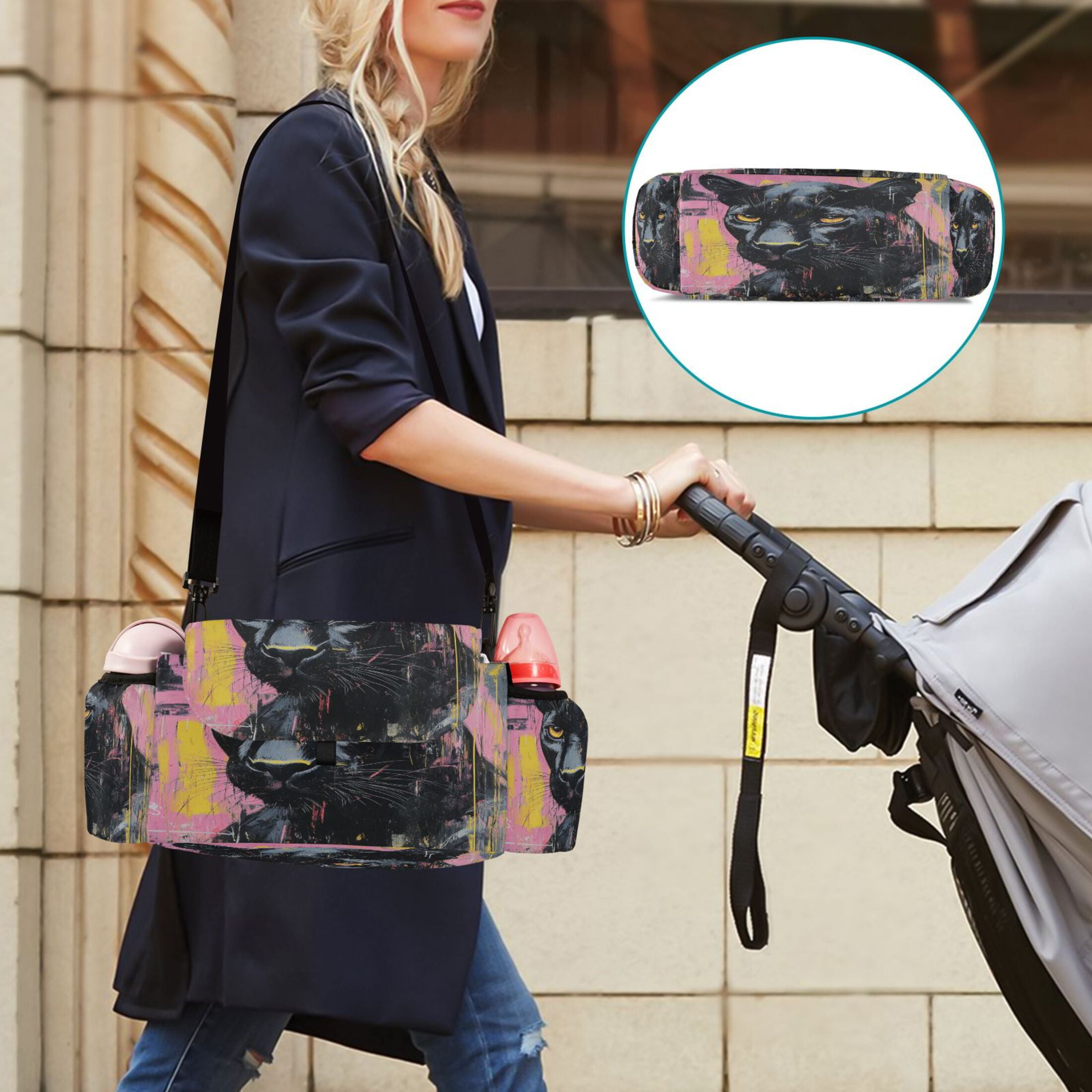 DIXRUYEE Stroller Organizer Vivid Guardian Printed