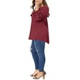 thumbnail image 5 of Agnes Orinda Women's Plus Size Mother's Day Valentines Day 3/4 Sleeves Tie Neck Hollow Out Tunic Peasant Spring Fall Blouse 3X Burgundy, 5 of 9
