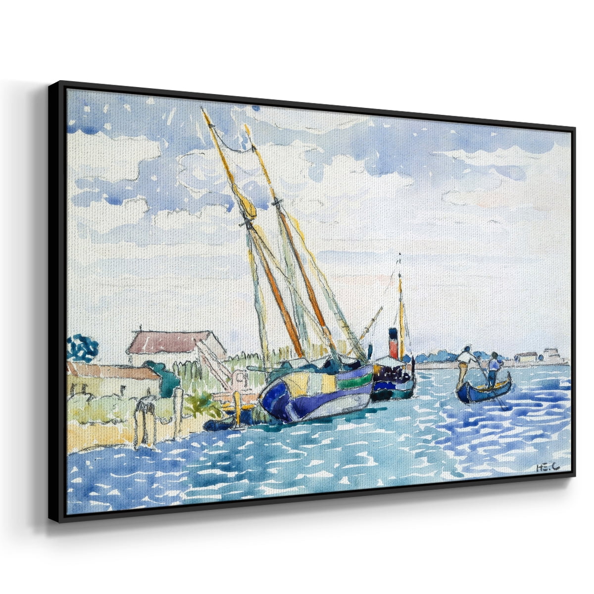 Vintage Landscape-CXLVII By Wexford Home Framed in Black Wood Gallery Wrapped Canvas 25 in. x 37 in.
