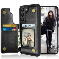 Tiflook Wallet Case For Samsung Galaxy S23 Plus (6.6 inch) SM-S916 Minimalist PU Leather Card Holder Flip Cover Black