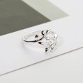 thumbnail image 2 of 2x Anneau Ouvert Réglable Style Feuille de Laurier en Alliage pour Femme Noël Argent, 2 of 5