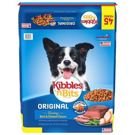 Kibbles 'n Bits Original Savory Beef & Chicken Flavors Dry Dog Food, 45-Pound (BBD: Jul/13/2022))