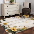 thumbnail image 4 of Yellow Floral Spring Area Rugs 4x6 for Living Room, Summer Rustic Botanical Vintage Wood Non Slip Washable Rug Runner, Low Pile Indoor Floor Carpet Mat Bathroom Rugs for Bedroom, Kids Room, 4 of 9