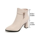 thumbnail image 6 of Women's Chunky High Heel Ankle Boots Closed Round Toe Short Booties Side Zipper Platform Dress Pumps Shoes for Wedding Party Prom, 6 of 8