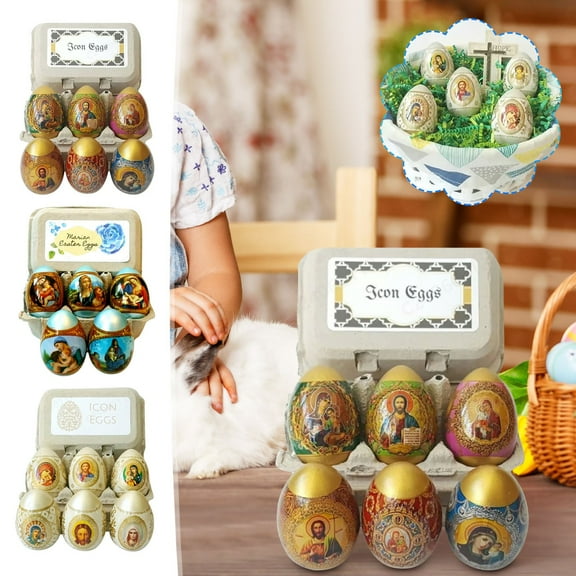 Taotanxi Religious Gifts Decorative Egg Wraps Russian Icons 6 Pcs In Pack