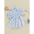 thumbnail image 3 of Nygoyerh Toddler Baby Girls Summer Sweet Dress Short Sleeve Flower Print Bow Patchwork A-line Dress Kids Casual Princess Dress with Headband Cute Fashion Outfit 6M-4T, 3 of 8