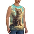 thumbnail image 2 of Daiia Sunshine Cloud Cute Cat Printed Men's Tank Tops,Casual Soft Sleeveless Gym Muscle Shirts Bodybuilding Tee-Large, 2 of 8