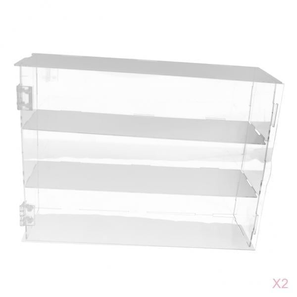 Cubo de la Caja de la demostración de la Vitrina a prueba de polvo 2pc para figuras del estallido de amiibo funko Sunnimix Estuche de exhibición de acrílico