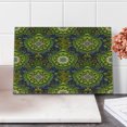 thumbnail image 2 of Ethnic Cutting Board, Tropical Nature Theme Circular Doodle Style Complex, Decorative Tempered Glass Cutting and Serving Board, Small Size, Green Orange Dark Blue, by Ambesonne, 2 of 3