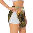 thumbnail image 1 of Balery Realistic Style Forest Dinosaur Pantalones cortos deportivos para mujer con forro y dos bolsillos, elásticos, para entrenamiento, gimnasio, yoga-X-Large, 1 of 7