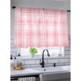 thumbnail image 5 of Sheer Curtains 54 Inch Length 2 Panels Set for Kitchen, Pink Plaid Semi Sheer Curtains for Windows, Modern Art Checkered Farmhouse Voile Window Treatments Rod Pocket Curtain, 5 of 7