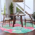 thumbnail image 4 of Green Shell Round Living Room Rugs 8 ft, Watercolor Pink Green Sea Shells Washable Large Area Rug with Non-Slip Sturdy Edge Binding Round Carpet for Dining Room Kitchen Office, 4 of 9