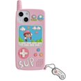 thumbnail image 1 of Kawaii Phone Case for iPhone 13 Pro Max,Cute Cartoon Retro Phone Case with Keychain Retro Classic Cellular Phone 3D iPhone 13 Pro Max Case Pink Soft S, 1 of 4