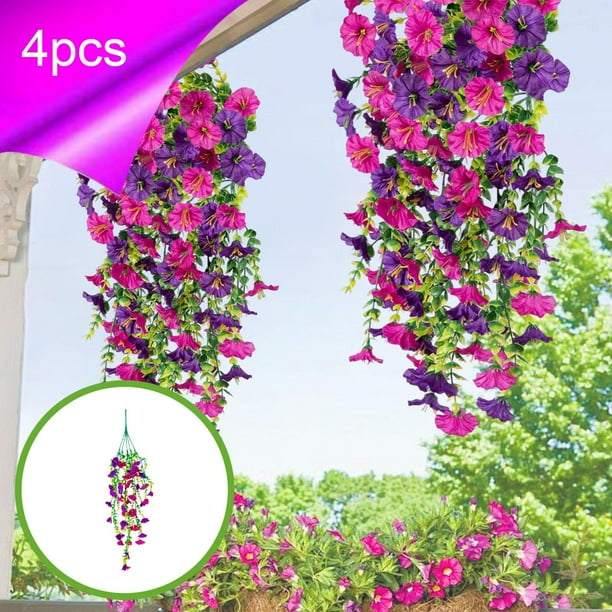 Enredaderas Artificiales Colgantes de Hiedra, 4 Unidades, 76 Cm, Hojas de Ratán de Plástico, Decoración de Pared para Interiores y Exteriores, Bodas, Balcones y Jardines.