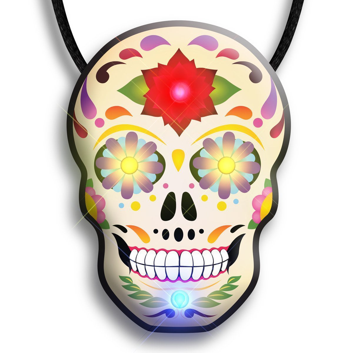 Day of the Dead Skull Flashing Body Light Necklace 