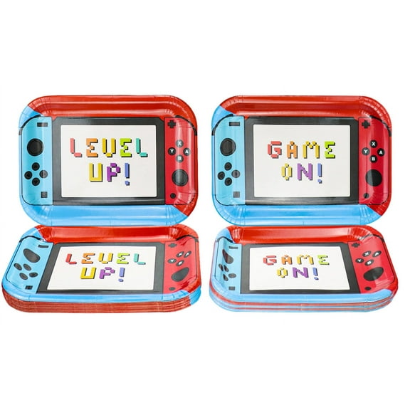 Hegbolke 40Pcs 11 Inches Game Controller Birthday Party Plates - Video Game Birthday Party Decorations for Boys Gamer Gaming Party Supplies