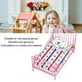 thumbnail image 3 of 1/12 Dollhouse Cama De Metal, Casa Muñecas Miniatura Muebles Con Oso Almohadas Para Dollhouse Dormitorio, 3 of 8