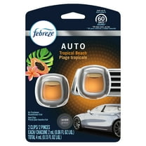 Febreze AUTO Odor-Eliminating Car Freshener Vent Clip Tropical Beach, .06 Oz. Car Vent Clip, Pack of 2