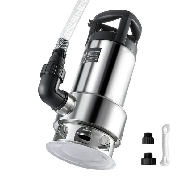 KFFKFF 1HP Sump Pump, 4020GPH, 30FT Lift Stainless Steel Submersible Sludge Pump with 26FT Power Cord Automatic ON/OFF Float Switch, Drain Clean/Dirty Water for Basement Flood Pool Pond Garden Hot Tub