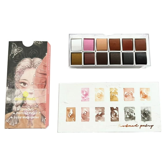 Yokua Artist Watercolor Paints Solid 12 Skin Color for Professionals Beginner Painter