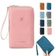 thumbnail image 2 of Passport Holder Multifunctional Passport Wallet Men's and Women's Travel Wallet ID Card Storage Bag Travel Wallet Protective Cover, Long Style Zipper Passport Case, Pink, 2 of 5