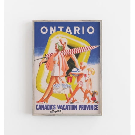 Vintage Ontario Canada Travel Poster, Retro Beach Wall Art, 8x12 Poster Print