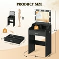 thumbnail image 6 of GALAXHERO Small Vanity Desk with Mirror, Makeup Tables with Drawer and Storage Shelves, Girls Dressing Table for Bedroom, Black, 6 of 8
