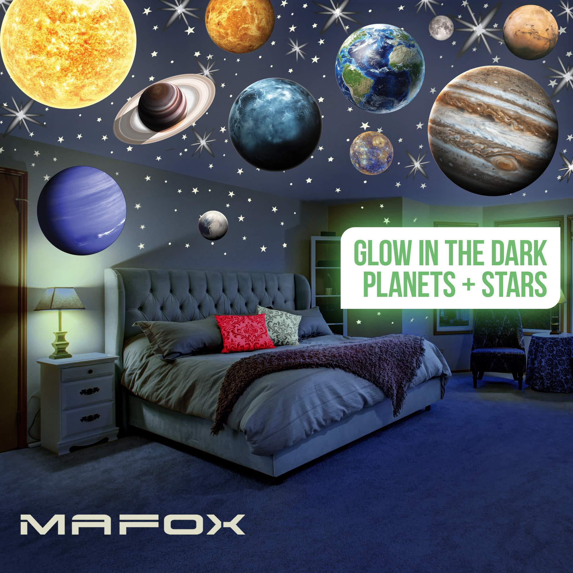 MAFOX Glow in The Dark Planets, Bright Solar System Wall ...