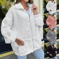thumbnail image 7 of Lovskoo Fuzzy Fleece Winter Coats for Women Thick Solid Color Plush Long Sleeve Zipper Pocket Jacket Gray, 7 of 7