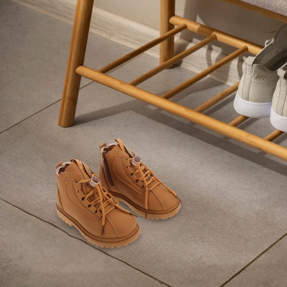 Raindrops Children's Fashionable Leather Boots Men and Women 19.50X11.80X8.00CM Chocolate