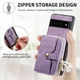 thumbnail image 5 of Allytech for Google Pixel 6 Case Cover, Detachable Crossbody Shoulder Strap Cards Slots Large Space Zipper Wallet Pocket Case Cover for Girls Women - Purple, 5 of 10