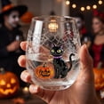 thumbnail image 2 of Halloween Stemless Wine Tumbler, Spooky Haunted House Ghost Black Cat Pumpkin Carriage Glass Cup, Indoor Outdoor Halloween Decorations, Clear Cocktail Drinkware for Party Table Decor Holiday Gift, 2 of 8