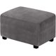 thumbnail image 1 of Fundas otomanas Funda rectangular de felpa de terciopelo auténtico de 1 pieza Fundas de almacenamiento plegables y elásticas Fundas otomanas Fundas extraíbles para reposapiés Parte inferior elástica, lavable a máquina (grande, marfil)GrisGrande, 1 of 5