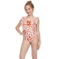 thumbnail image 6 of Odeerbi Toddler Swimsuits Kids Girls One Piece Swimsuit Bow Floral Swimsuit Summer Ruffle Sleeve Swimsuit Orange, 6 of 9