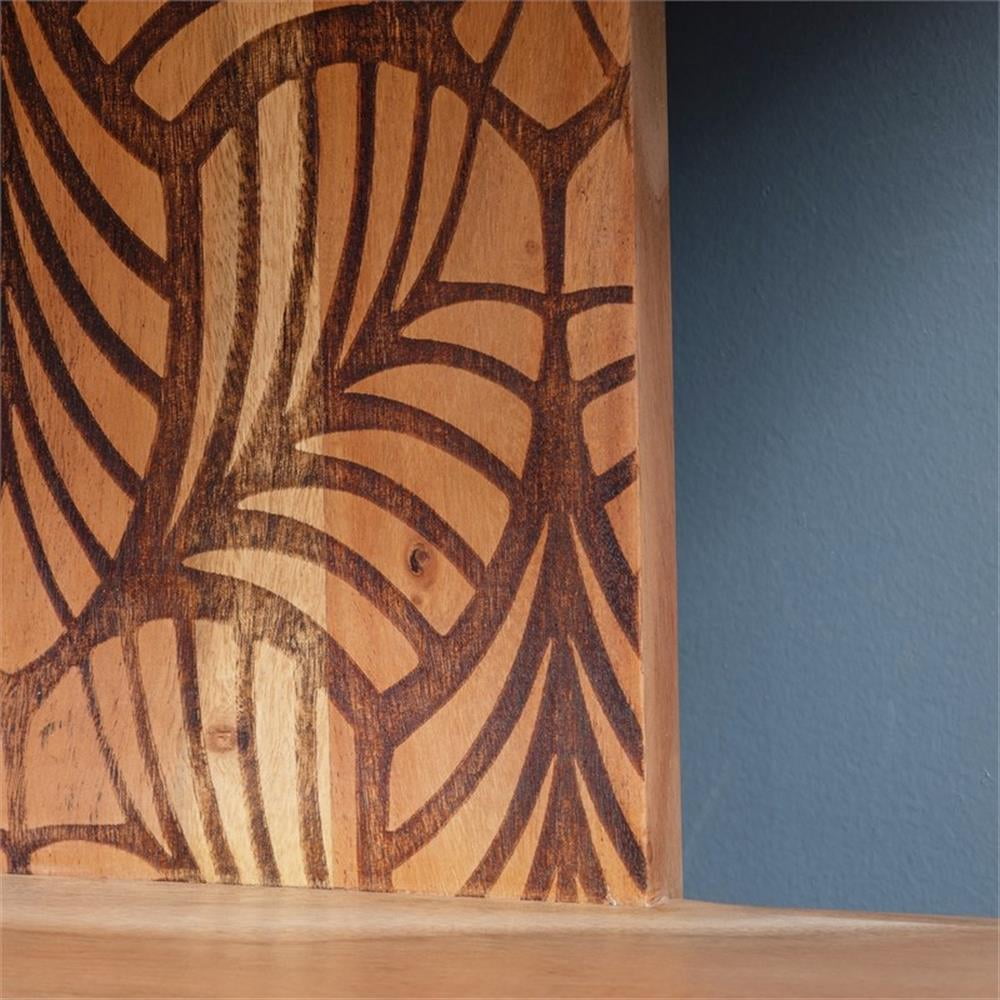Evolution by Crestview Collection laser cut acacia wood bookcase in Brown