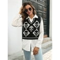 thumbnail image 5 of Women'S Sleeveless V Neck Knit Sweater Vest Skull Print Crop Tank Top Black M, 5 of 8