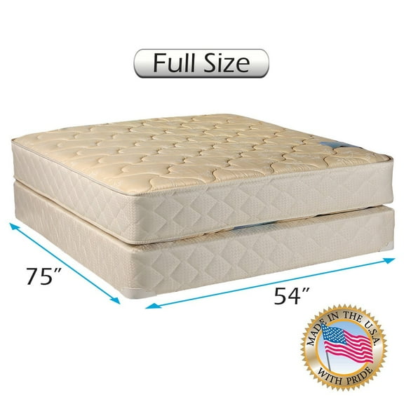 Chiro Premier (Beige) 2-Sided (Full Size) Gentle Firm Mattress Set with Bed Frame Included - Good for your back, Orthopedic, Long Lasting Comfort by Dream Solutions USA