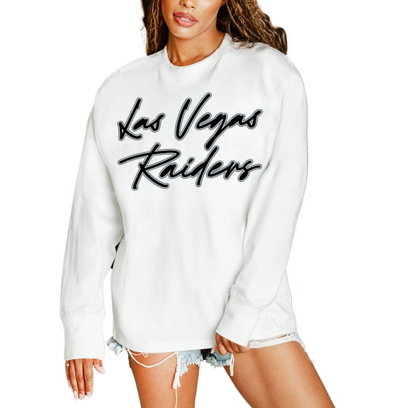 Women's Gameday Couture White Las Vegas Raiders Classic Comeback Oversized Long Sleeve T-Shirt