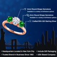 thumbnail image 2 of Gem Stone King 18K Rose Gold Plated Silver White Moissanite and Green Created Emerald Engagement Ring for Women | 2.48 Cttw | Round 6MM | Gemstone Birthstone | Size 5, 2 of 7