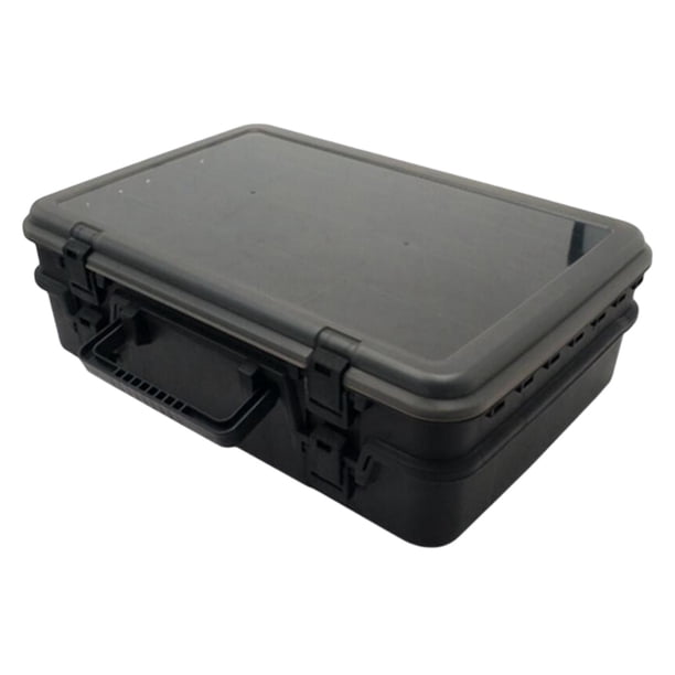 Caja de aparejos de pesca de 2 capas con divisores de bricolaje con mango Herramienta de señuelo Espesar Organizador para joyería Salmón Agua Negro Sunnimix Organizador de trastos