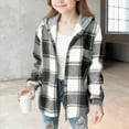thumbnail image 3 of Girl Jacket Girls Camo Shirt Girls Flannel Plaid Button Down Top with Pockets Long Sleeve Hooded Jackets Length Below Hip Circumference, 3 of 5