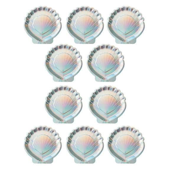 40 Pcs 9Inch Seashell Party Plates, Colorful Disposable Paper Dinnerware, Eco-Friendly & Sturdy for Themed Events, Picnics, Gatherings